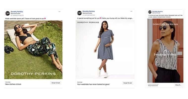 Ecommerce e Facebook Ads campagna carosello